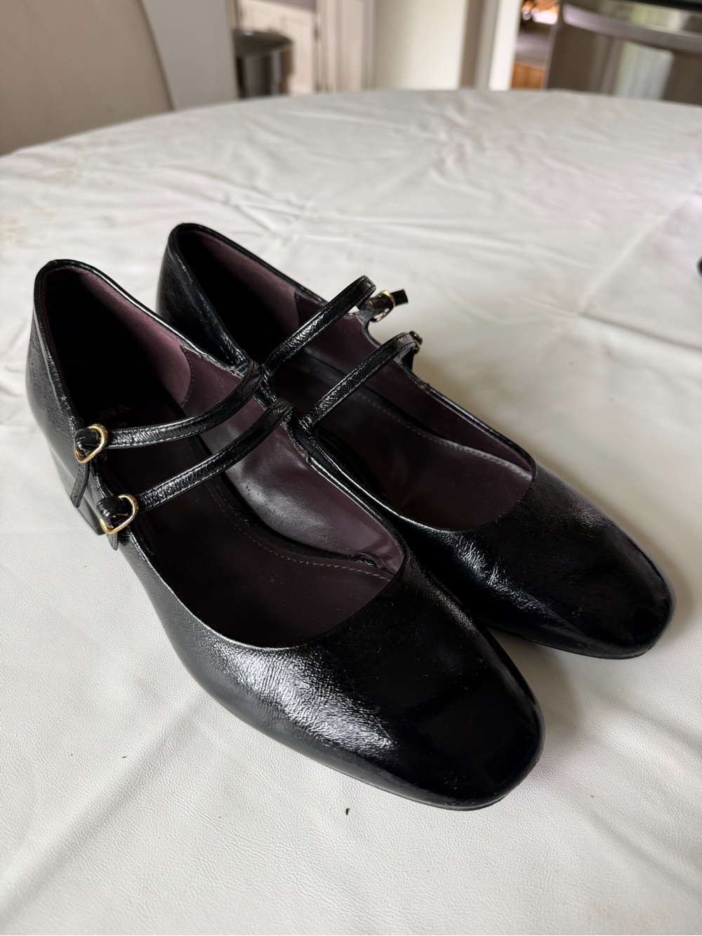 Zara Black Double-Strap Heeled Shoes